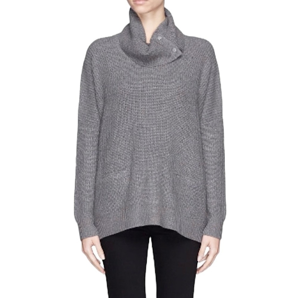 Vince Wool and‎ Yak Turtleneck Sweater with Pockets in Grey Women’s Size Small